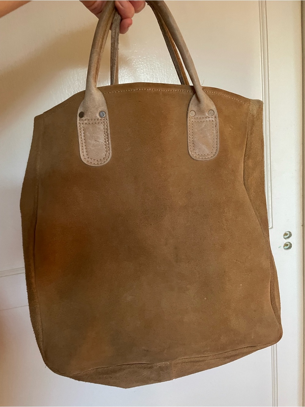 vintage Brookstone Brown Suede Tote Bag